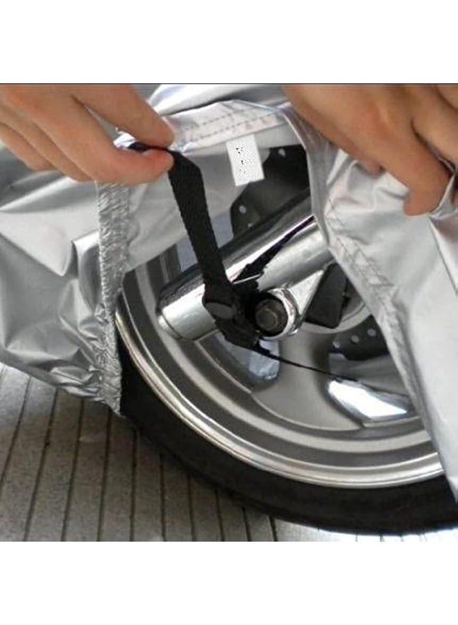 غطاء دراجة نارية فائق الحماية مناسب لجميع الأحوال الجوية - مقاوم للخدش والغبار والأشعة فوق البنفسجية | (فضي سحري، جميع الدراجات XL 240X140) - Image 5